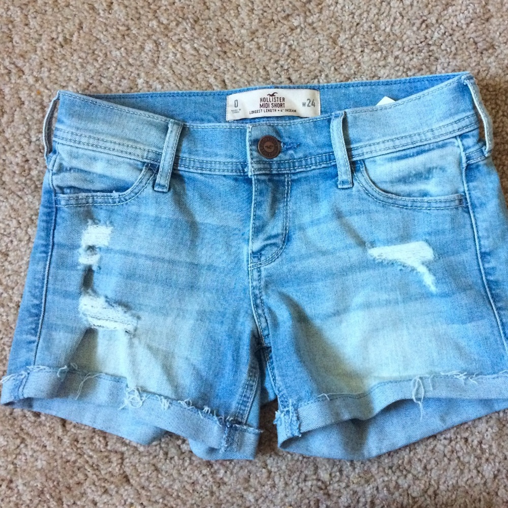 Hollister Light-Wash/Ripped Jean Shorts